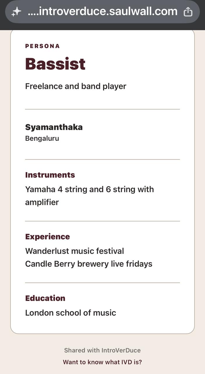 Example of an IntroVerDuce Profile